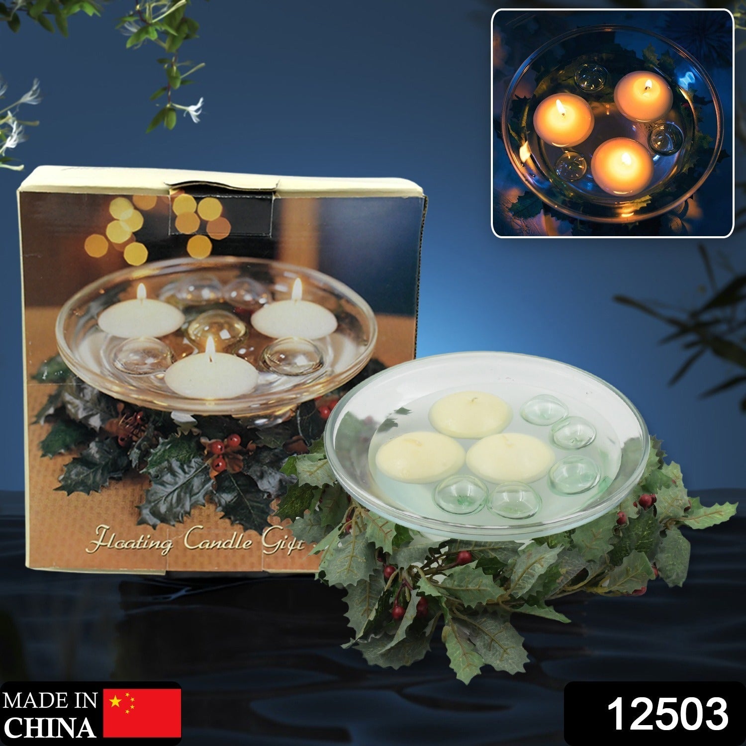 12503 Floating Candle Light Candle Holder Set, Romantic Atmosphere Creates Water Container, Coffee Table Decoration, Send Candles, Table Decorations, Romantic Atmosphere (1 Pc) 12503 Floating Candle Light Candle Holder Set, Romantic Atmosphere Creates Water Container, Coffee Table Decoration, Send Candles, Table Decorations, Romantic Atmosphere (1 Pc)